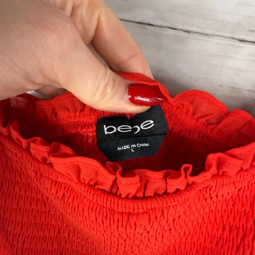 bebe Red Ruffle Midi Dress - Picture 7 of 7